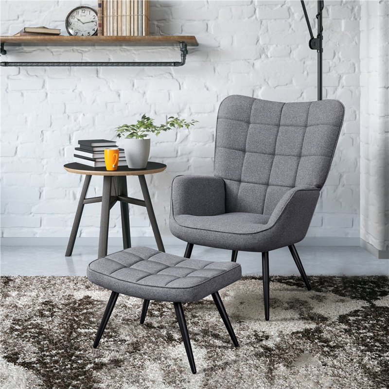 Schwenksville Upholstered Accent Chair with Footstool