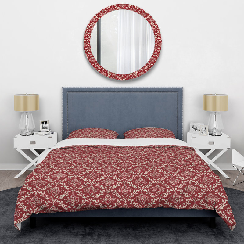 Damas rouge - ensemble de housse de couette abstrait - microfibre de polyester