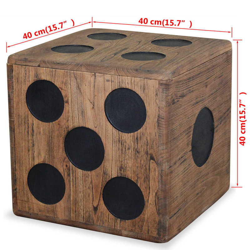 Storage Box Mindi Wood 15.7" x 15.7" x 15.7" Dice Design