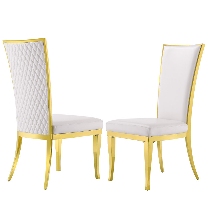 Ismary 18.9'' H Velvet Upholstered Side Chair, Gold, White