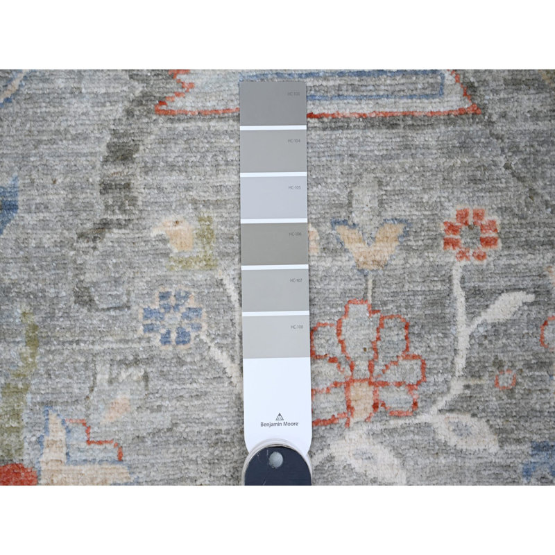 9'2"x11'10" Shark Gray Hand Knotted Heris All Over Design Peshawar Rug 693350828E0A42A89BC16EDAC615B968