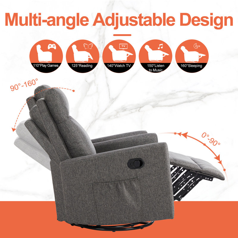 Canapé simple manuel inclinable Winback, Gris