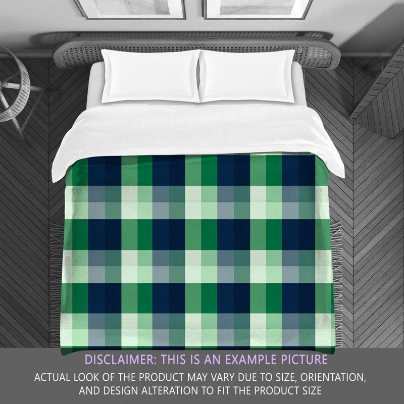 Gingham Comforter, Green/Navy, King Comforter