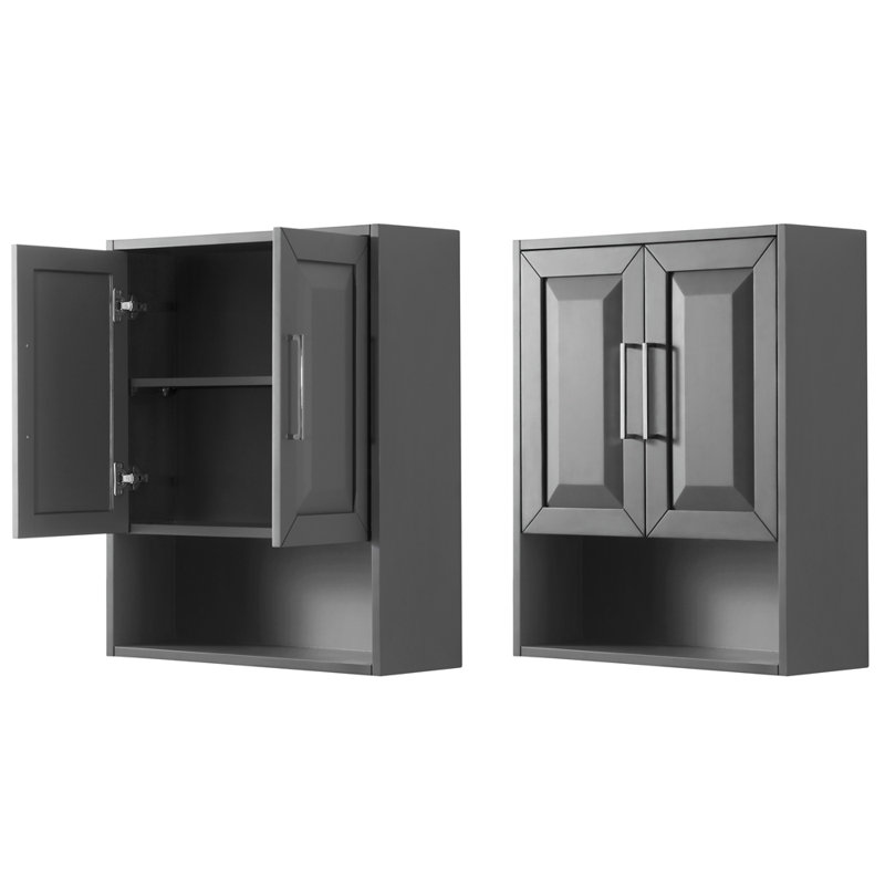 Daria Bathroom Cabinet, Dark Gray/Chrome