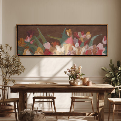 Art mural encadré sur toile - Bouquet floral expressif avec couleurs riches - 16 po x 24 po, 24 po x 36 po