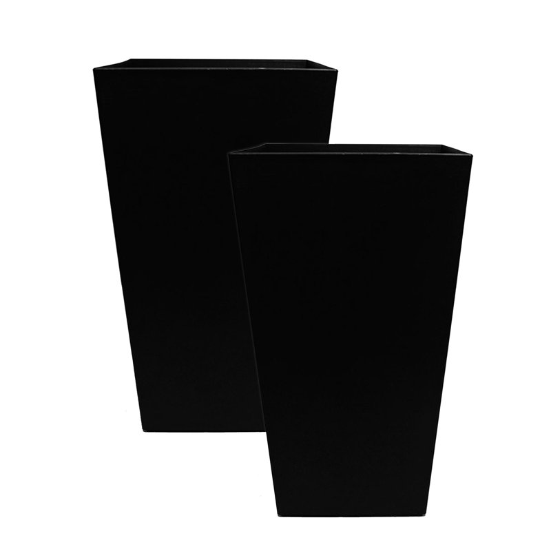 Ensemble de pots à fleurs verticaux carrés d'intérieur / extérieur 20 po Finley, Noir