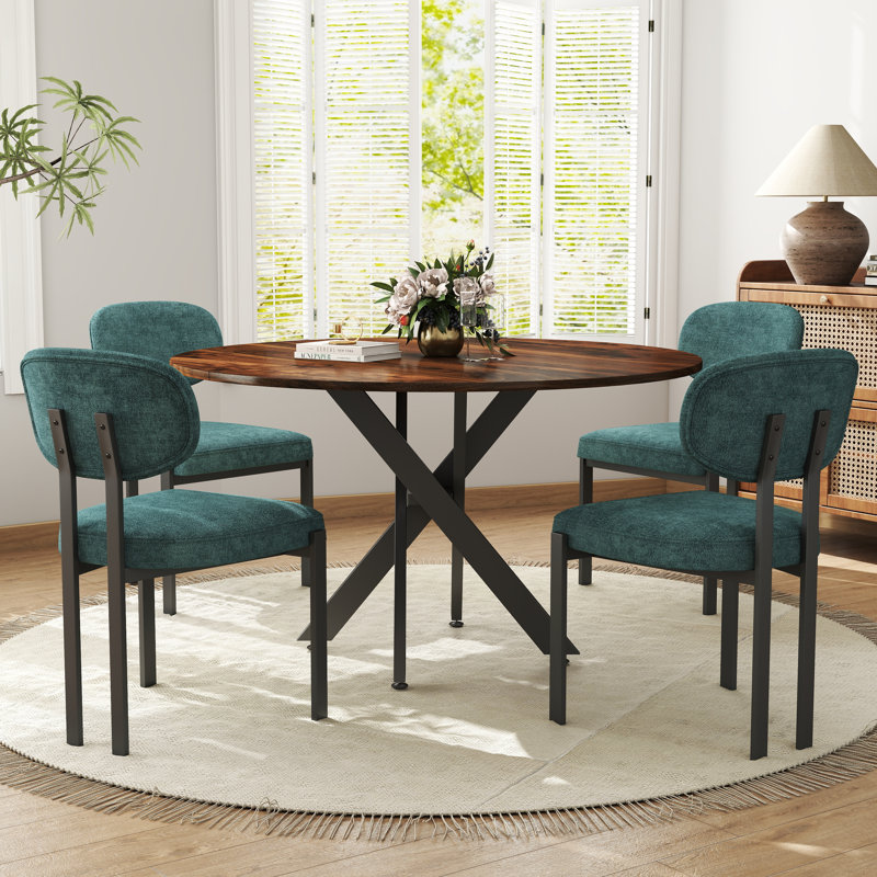 Ensemble de table ronde, 5, Brun, Vert