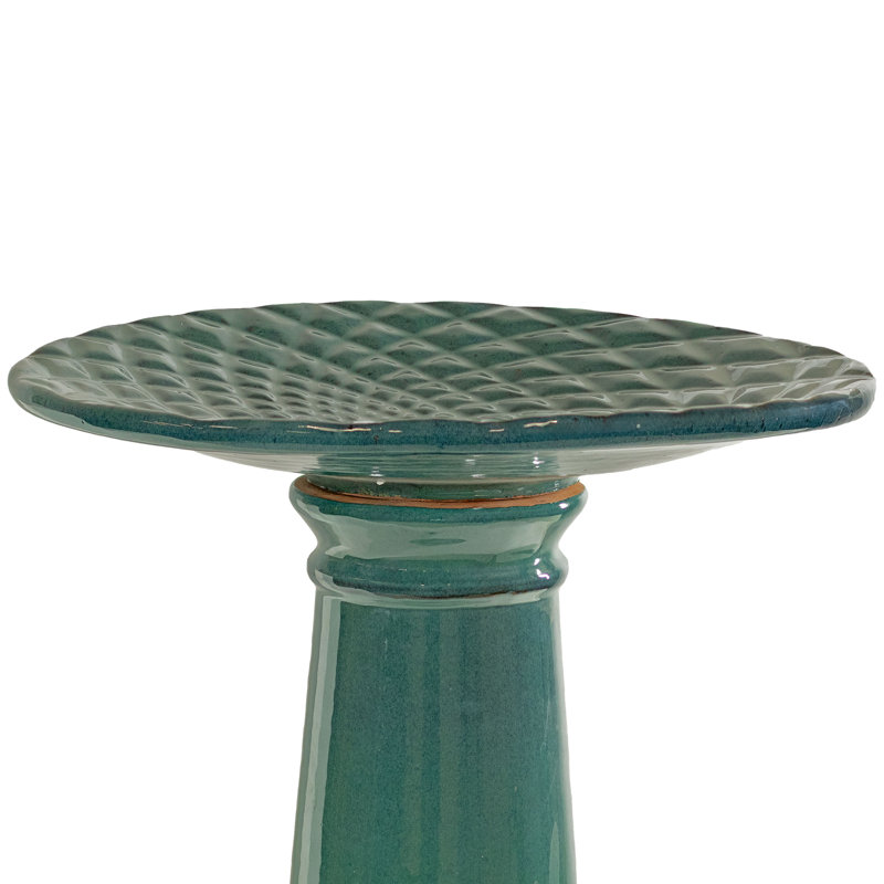Rennes Glazed Ceramic Bird Bath - Turquoise