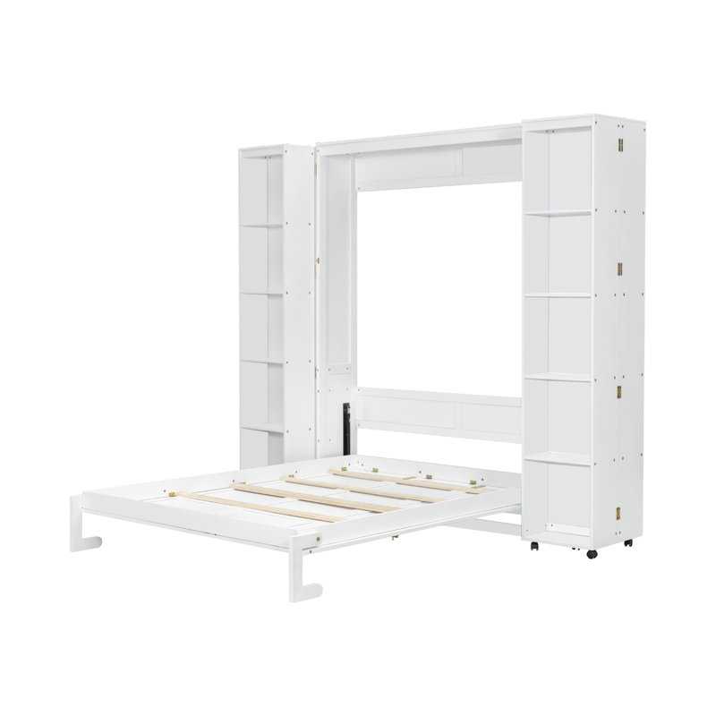 Lit escamotable mural Murphy avec portes de rangement, Blanc