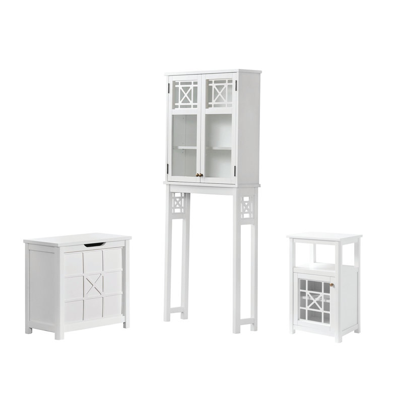 Ensemble de salle de bain 4 pièces avec tablette de toilette, armoire murale, armoire et armoire de plancher Hembree