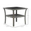 Table d'appoint en rotin, table de bout d'extérieur avec tablette de rangement, cadre carré en aluminium, table basse avec plateau en verre trempé