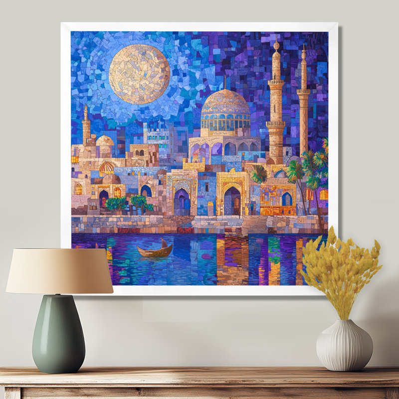 «Bagdad Nights pendant le Ramadan II», reproduction d'art sur toile, H 16 po x l 16 po, Blanc
