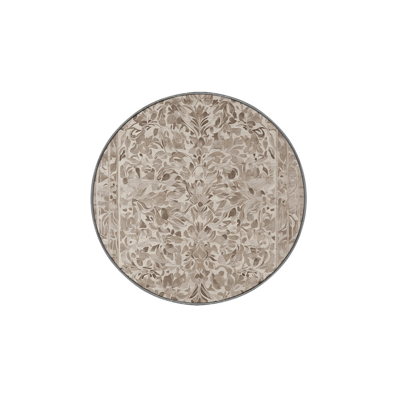 Tapis gris lavable à la machine, Rond 3 pi