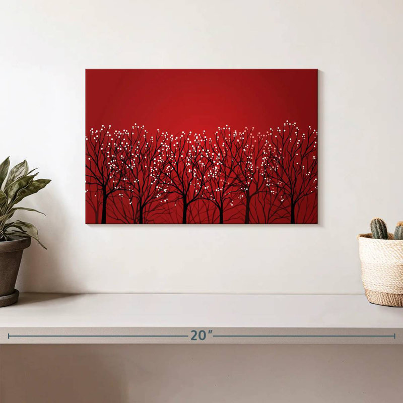 Harnek, forêt rouge abstraite, H 8 po x l 12 po