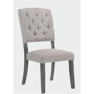 Bernard Beige Linen & Weathered Gray Finish Side Chair (Set of 2)