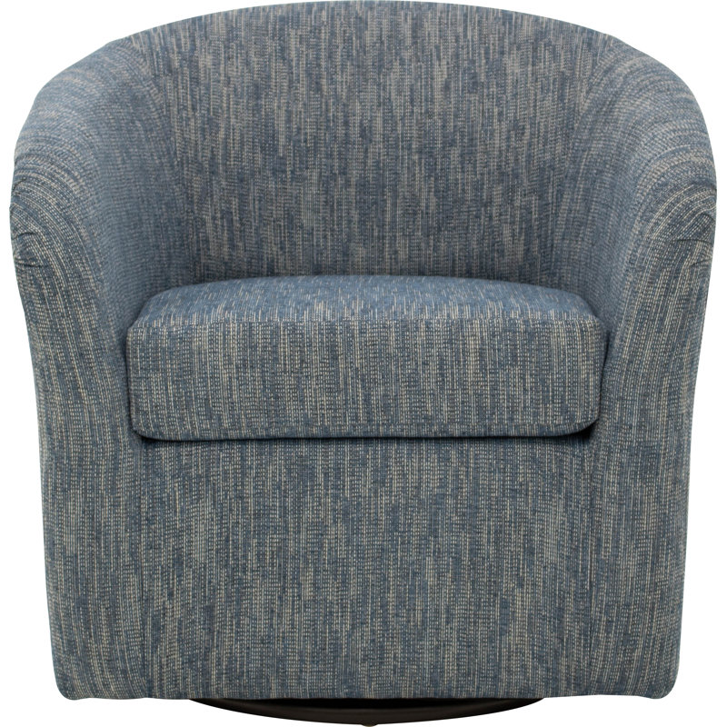 Upholstered Swivel Barrel Chair, Hapden Navy Polyester Blend