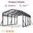 Heavy Duty Metal Hardtop Carport, Outdoor Vehicle Shelter For Cars, Tractors & Equipment-120090125