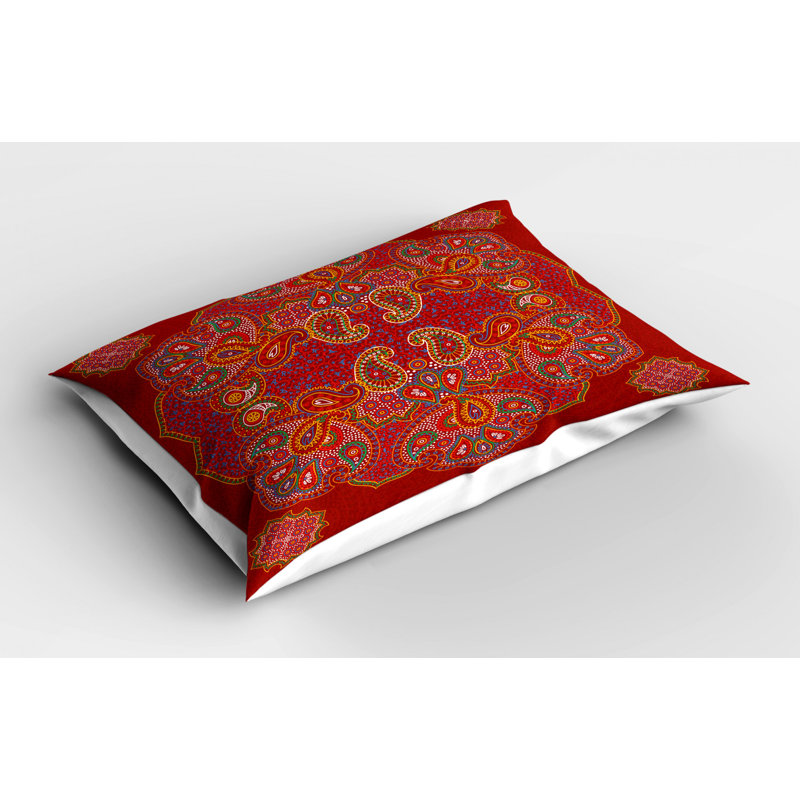 Red Mandala Paisley King Size Polyester Pillow Sham