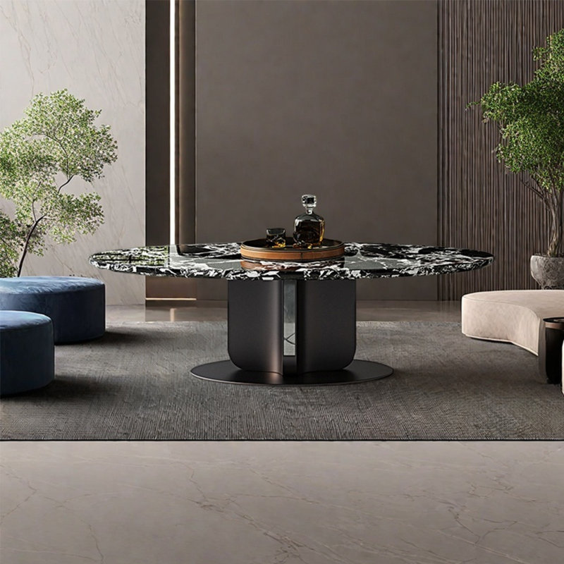 Italian oval marble coffee table