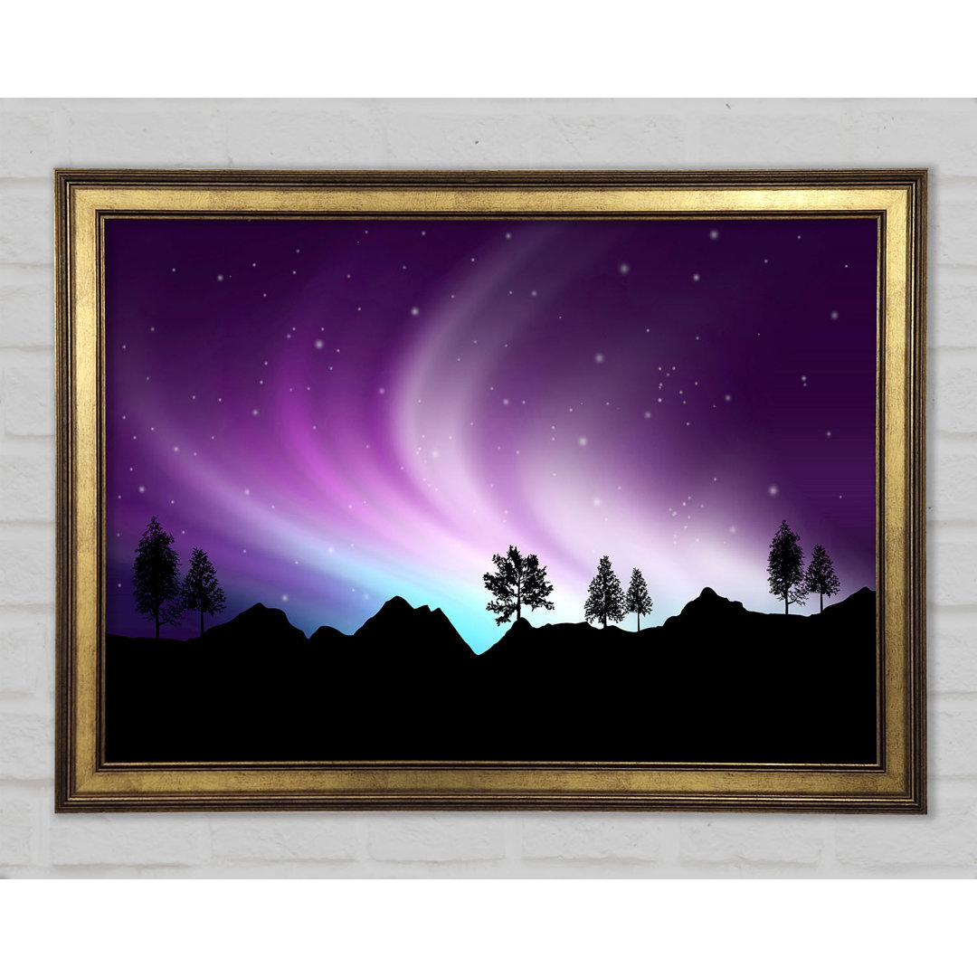 Northern Light Treeline - Einzelner Bilderrahmen Kunstdrucke