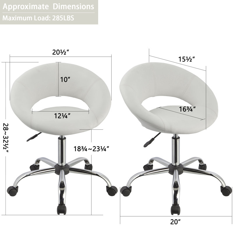 Betsye Backed Adjustable Height Ergonomic Active Stool with Wheels, White