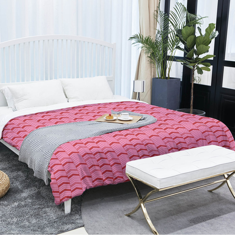 Édredon réversible en microfibre Rhonda Cheval, Édredon simple, Rose / rouge