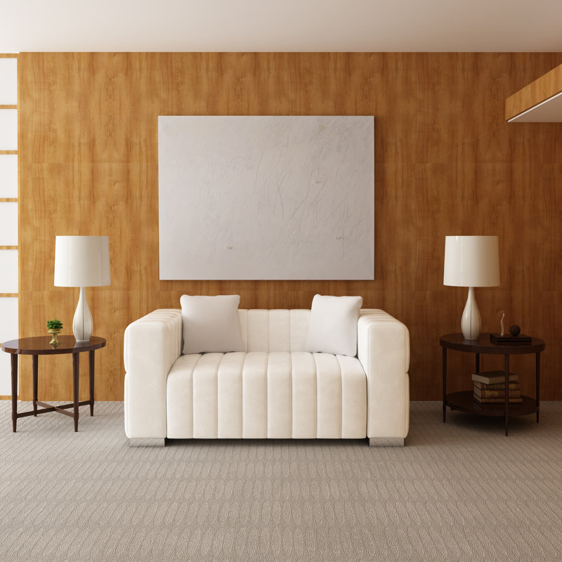 Causeuse en velours Charlesworth, Argent argent, Blanc