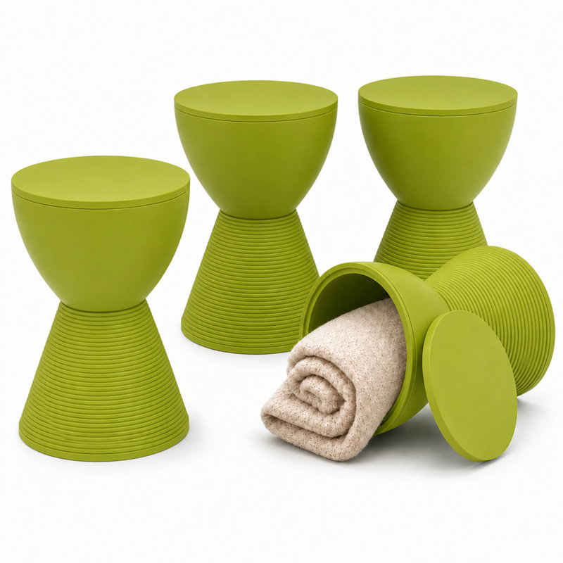 Table de bout tambour en sablier Durant Durant, Set of 4, Vert