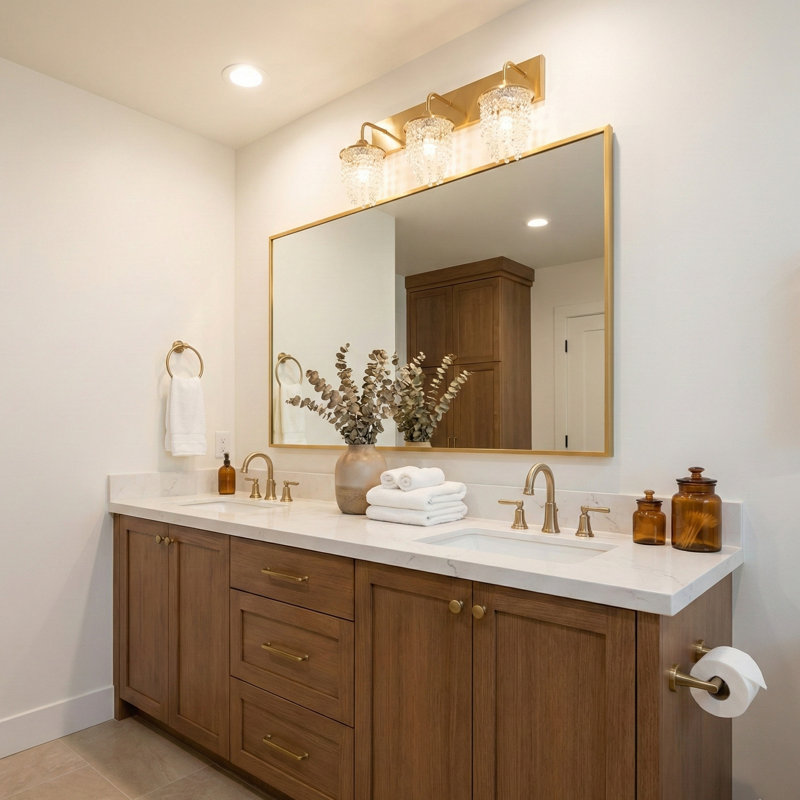 Modern 3-Light Armed Crystal Vanity Lighting