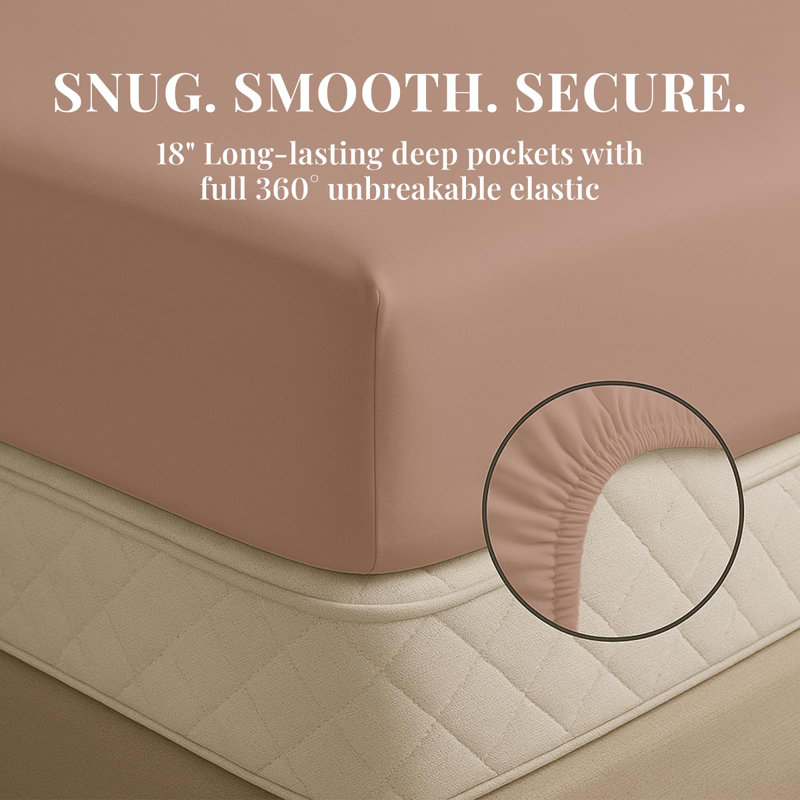 Premium Rayon From Bamboo Blend Sheet Set With Deep Pockets, Cooling and Breathable, Full Sheet Set with 4 Pillowcases, Pearl