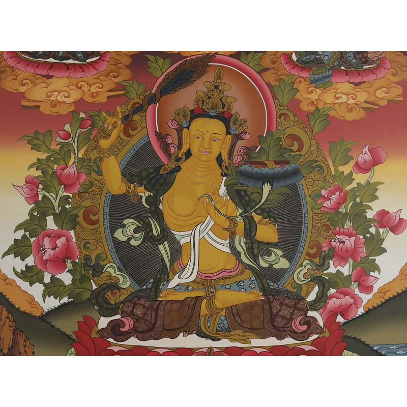 Manjushri - Bouddha de la sagesse infinie (Brocadeless Thangka)