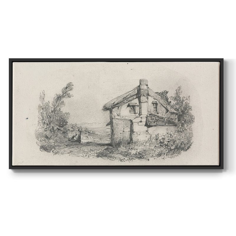 Série abstraite-cmxxxvi - toile tendue avec châssis encadré - prête à être accrochée, H 21 po x l 41 po, Noir