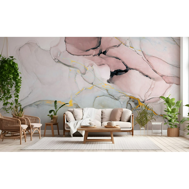 Non-Pasted Abstract and Marble Wall Mural, 48.96" W x 75" L