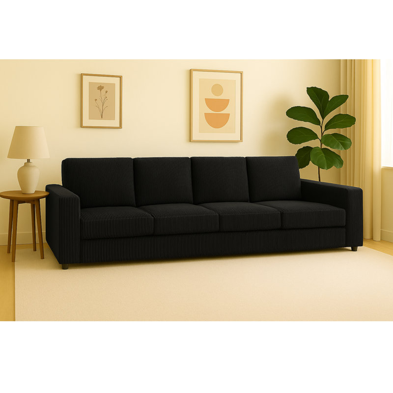 4 Seater Corduroy Sofa, Black