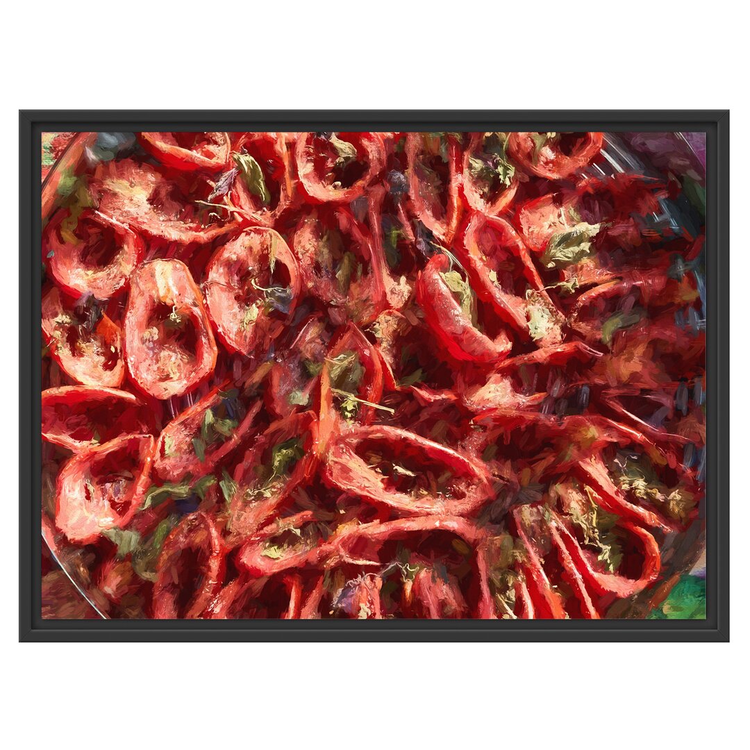 Gerahmtes Wandbild Tomaten Olivenöl Kräuter