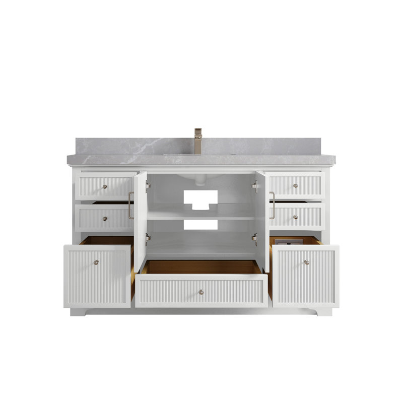 Alys 60" Single Bathroom Vanity Set (Pulls Option), Pearl Gray