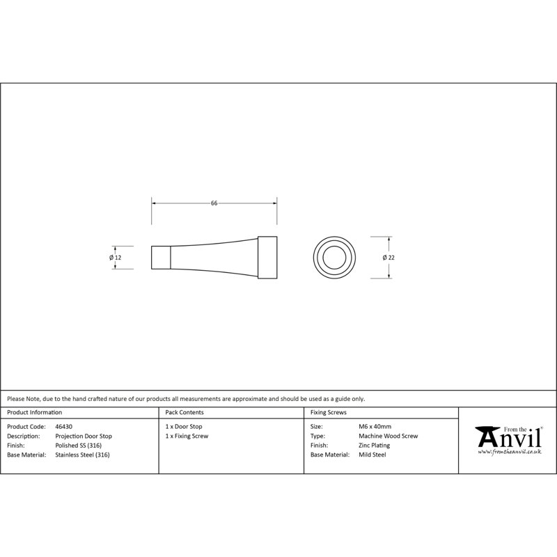 Stainless Steel Wall Fixed Door Stop, Polished Marine
