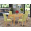 L'ensemble de mobilier de salle à manger 5 pièces comprend une table de salle à manger rectangulaire et 4 chaises rembourrées en tissu Limelight, en chêne-2077066033-2143611062-2077066032