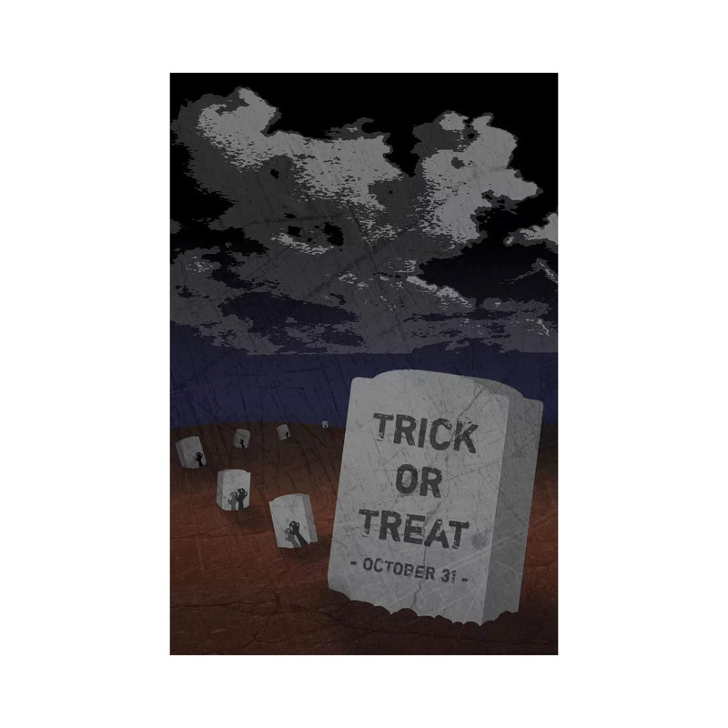 Trick Or Treat Gravestone II by 5by5collective - Wrapped Canvas Painting, 20.32 cm H x 30.48 cm W