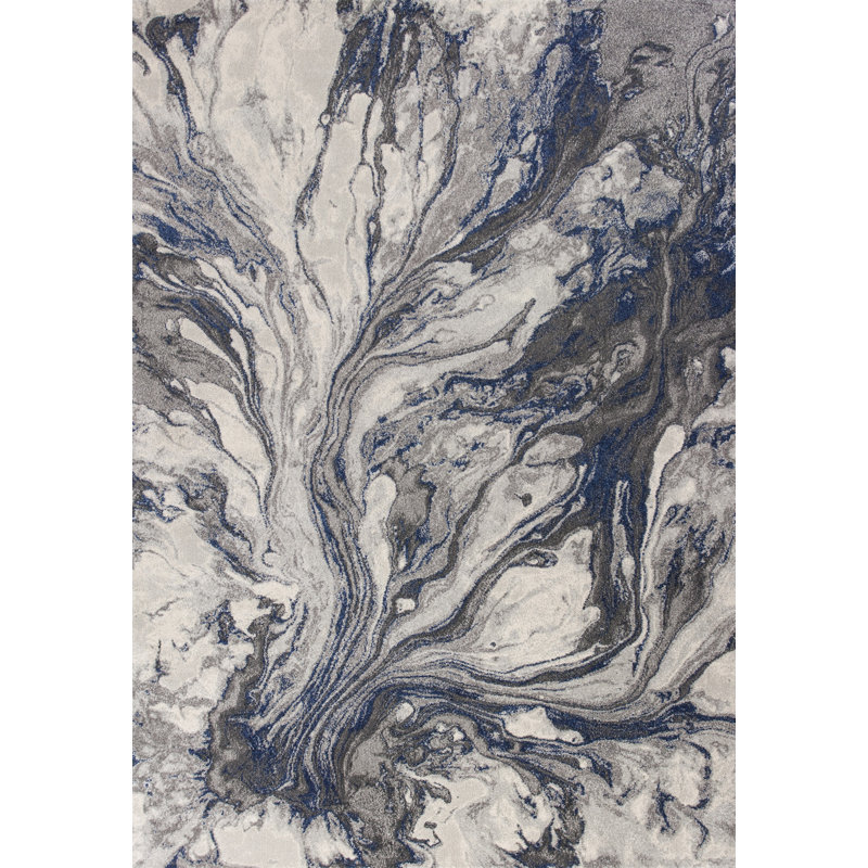 Tapis abstrait Illusions, Rectangle 7 pi 10 po x 10 pi 10 po, Grey
