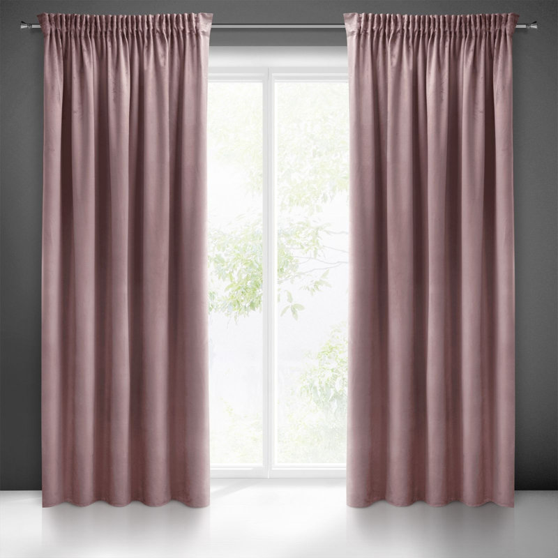 Slot Top Blackout Thermal Single Curtain, Pink