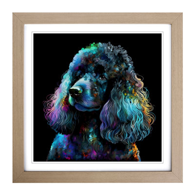 Poodle Dog Abstract - Single Picture Frame Print on Wood