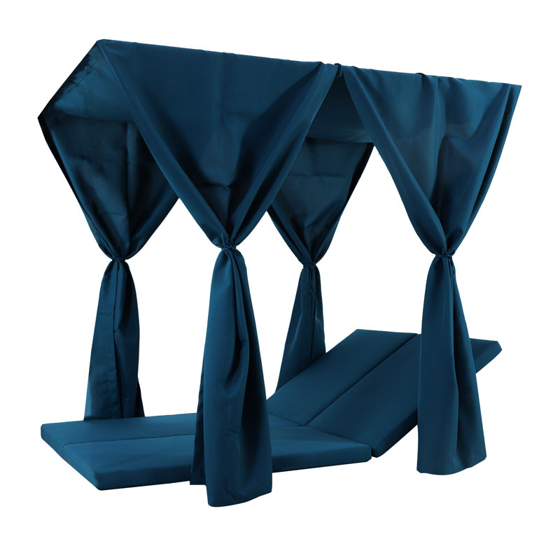 Blue Daybed Cushion & Curtains, Waterproof Material, 79.49" X 52.77" 2.67", 17.59 Lb, 48.75" 27.25" 11.5" Posting, 30.95 Lb With Fabric, 79.49 In. Long, 52.77 Wide, Weight
