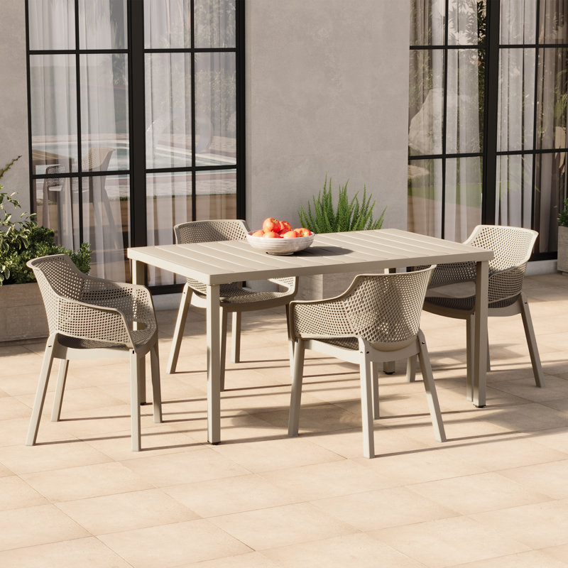 Ensemble de 4 chaises de patio empilables, Beige