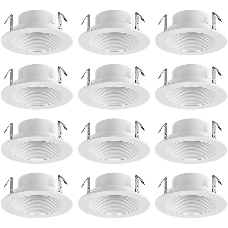 Collerette de déflecteur pour luminaire encastré de 10 cm (4 po), garniture métallique complète pour luminaire encastré Halo et Juno Remodel, blanche