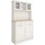 Armoire de rangement blanche pour poubelle de cuisine de 67,7 po de hauteur avec 3 tablettes réglables, 2 tiroirs et une poubelle inclinable de style moderne pour la garde-robe de patio. 1 - Blanc. Cuisine design, salle à manger, salon.