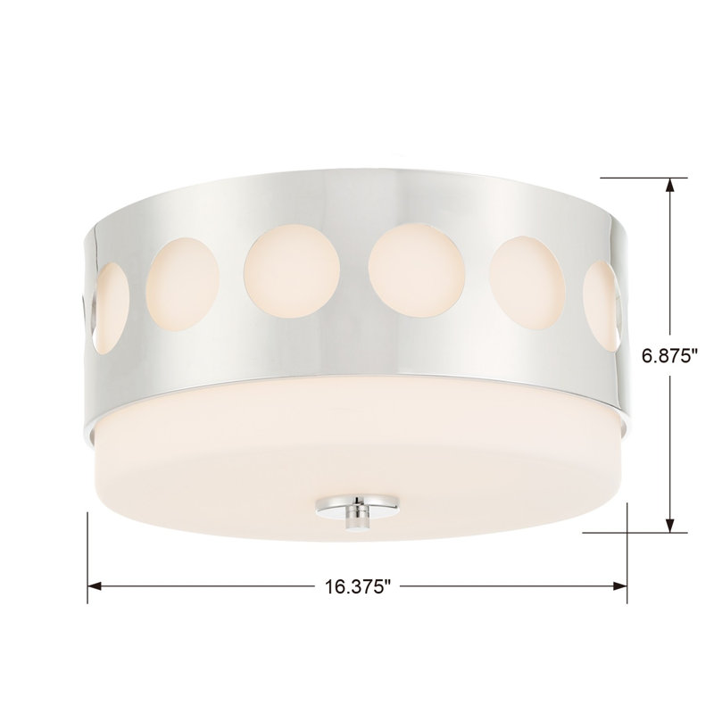 2 Light Black Forged Ceiling Mount, Polished Nickel