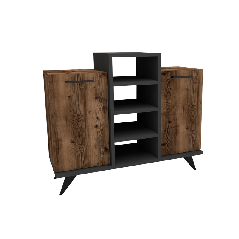 12 Pair Shoe Storage Cabinet, Brown/Black