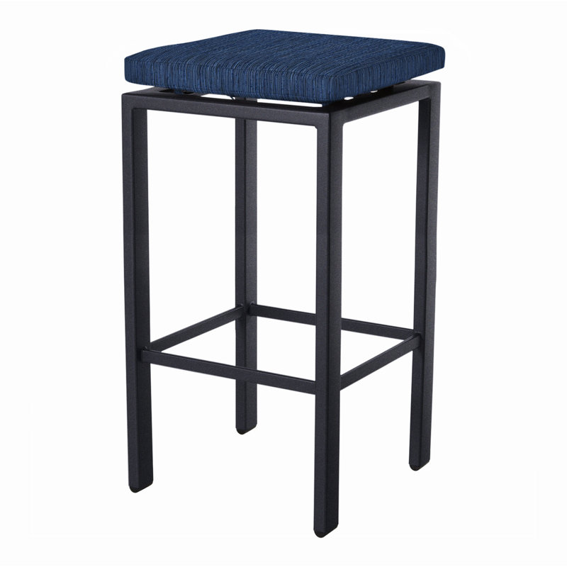Aris Outdoor Bar Stool, Graphite, 31.25", Piazza Mist