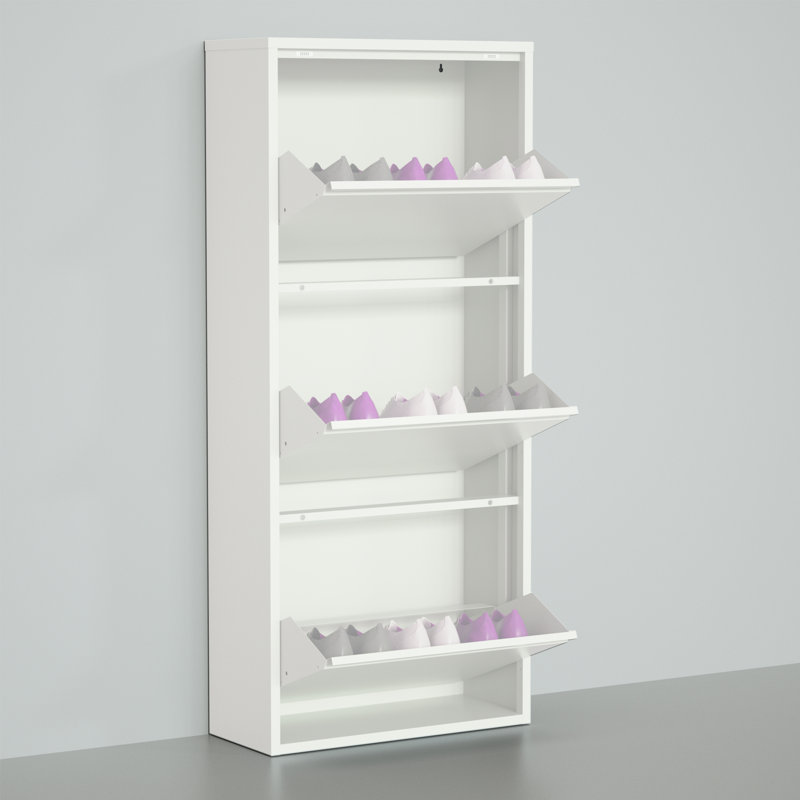 Metal Shoe Rack 3 Drawers, White